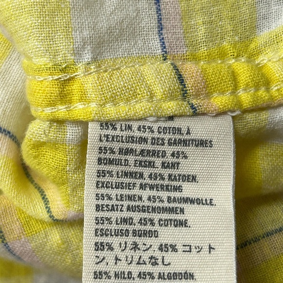 Abercrombie & Fitch Yellow Plaid  Button Up Shirt Lenen Blend  Womens Size M - Picture 6 of 6